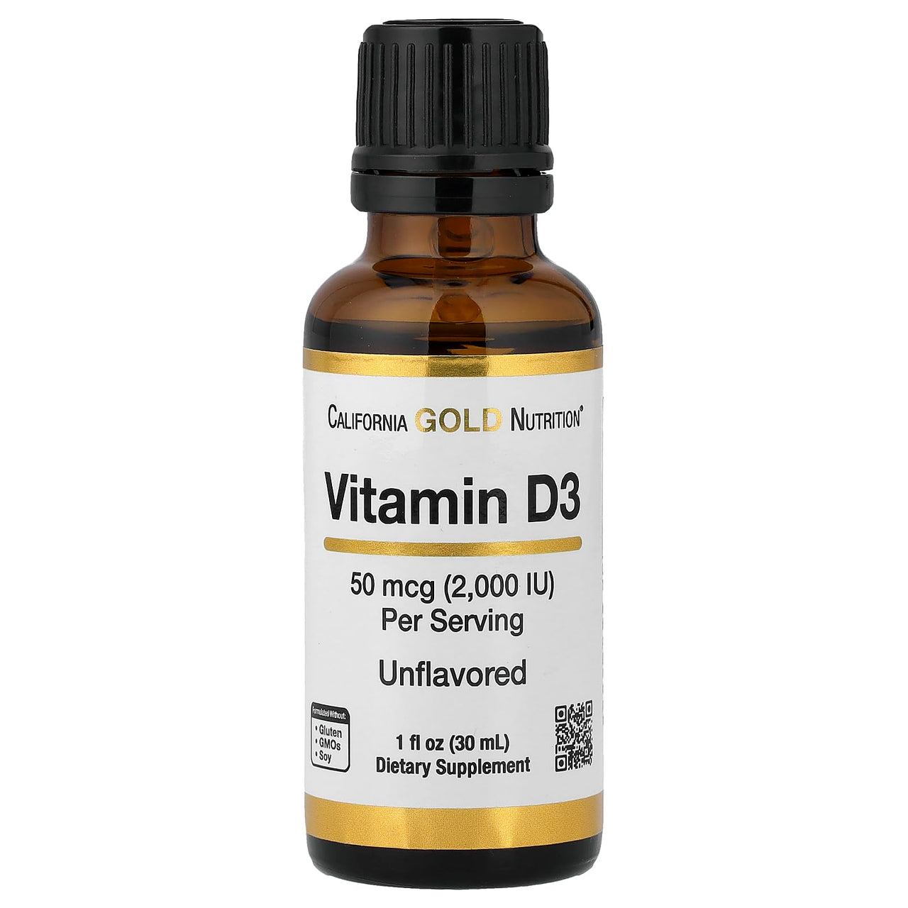 California Gold Nutrition Vitamin D3, Unflavored, 50 mcg (2,000 IU), 1 fl oz (30 ml)