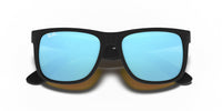 Thumbnail for Ray-Ban RB4165 Justin Rectangular Sunglasses, Rubber Black/Blue Flash, 55 mm