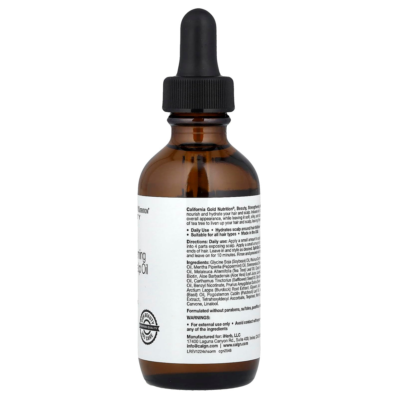 California Gold Nutrition Strengthening Hair & Scalp Oil, Biotin, Rosemary Mint, 2 fl oz (59 ml)