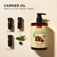 Thumbnail for Yoken Pure Jojoba Oil Organic USDA Certified 16 fl oz, 100% Natural Jojoba Oil for Hair, Skin & Face, Cold Pressed Unrefined, Deeply Body Moisturizer Jojoba Carrier Oils for Essential oil Mixing