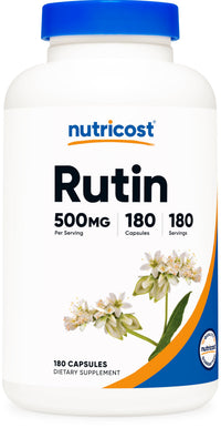 Thumbnail for Nutricost Rutin 500mg, 180 Capsules - Gluten Free, Non-GMO, and Vegetarian Friendly