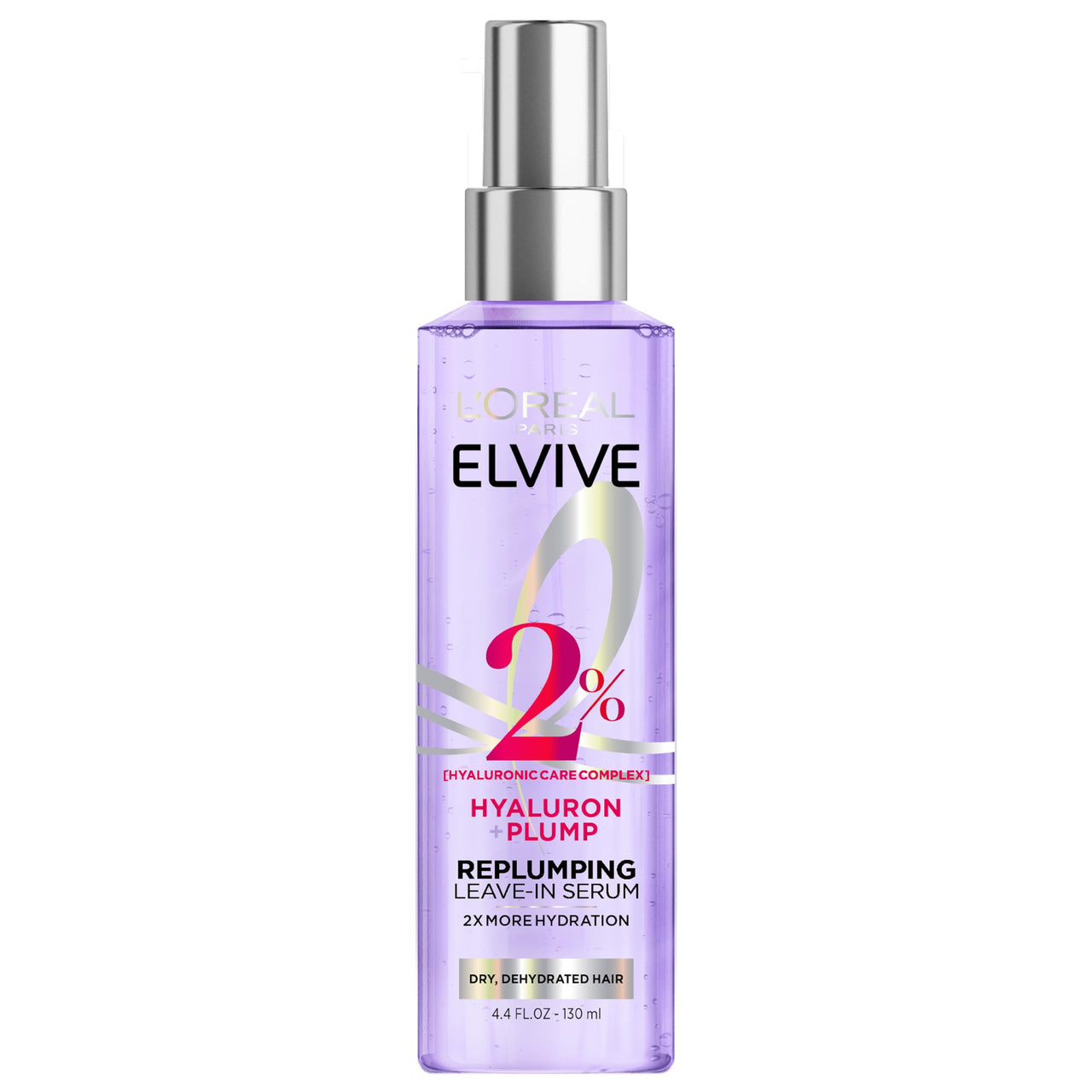 L'Oreal Paris Elvive Hyaluron Plump Moisture Plump Hair Serum for Dehydrated, Dry Hair with Hyaluronic Acid Care Complex, Paraben-Free, 4.4 Fl Oz