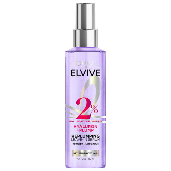 L'Oreal Paris Elvive Hyaluron Plump Moisture Plump Hair Serum for Dehydrated, Dry Hair with Hyaluronic Acid Care Complex, Paraben-Free, 4.4 Fl Oz