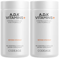 Thumbnail for Codeage ADK Vitamins Supplement - Essential Vitamin A, D3 5000 IU, K1 & K2 (MK4 & MK7) - 6-Month Supply - 1 Capsule per Serving, Non-GMO, Gluten-Free - 2-Pack