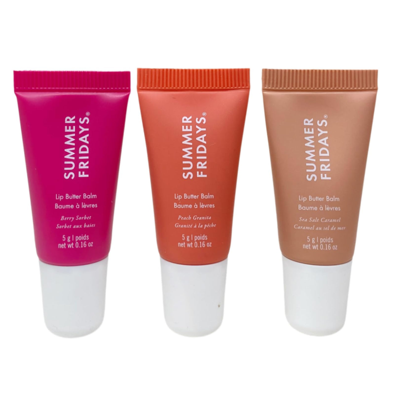 Summer Fridays Limited Edition The Sweet Summer Minis Lip Butter Balm Set - Berry Sorbet, Peach Granita & Sea Salt Caramel