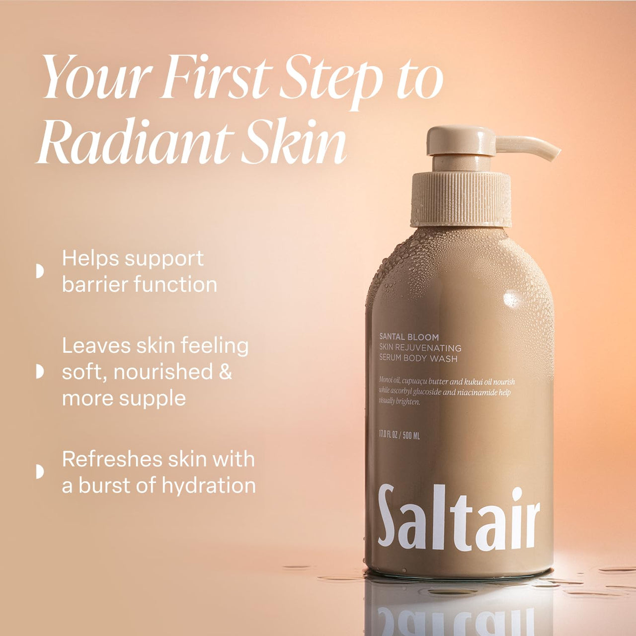 Saltair Body Wash 2-Pack – Santal Bloom – Moisturizing Body Wash with Monoi Oil and Cupuacu Butter – Scented Shower Gel for Women and Men – 2x 17oz – Vegan, Cruelty-Free, Paraben-Free