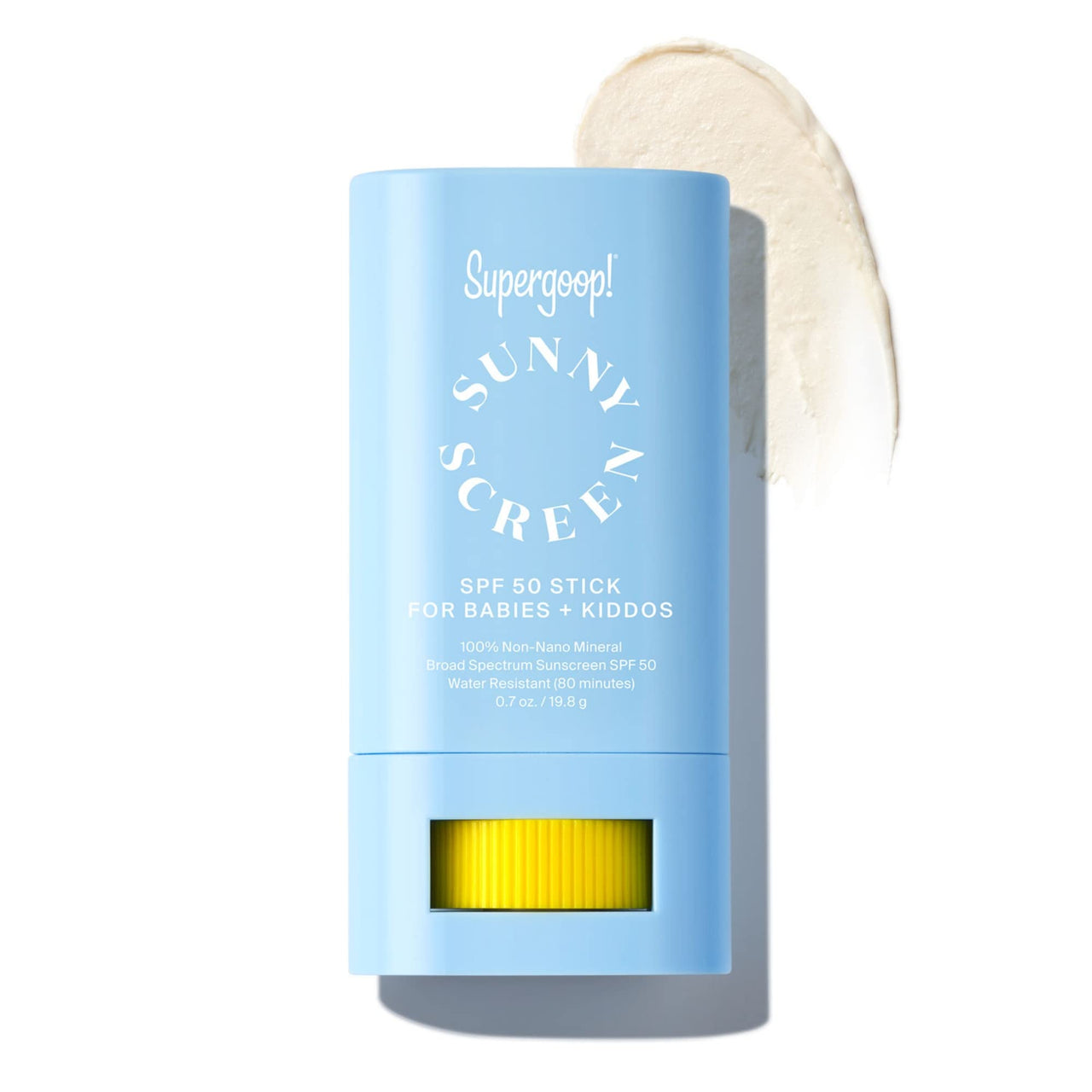 Supergoop! Sunnyscreen Mineral Stick SPF 50, 0.7 oz - Face & Body Sunscreen for Babies & Kids - Non-Nano Mineral Formula - Pediatrician Tested, Hypoallergenic & Silicone Free