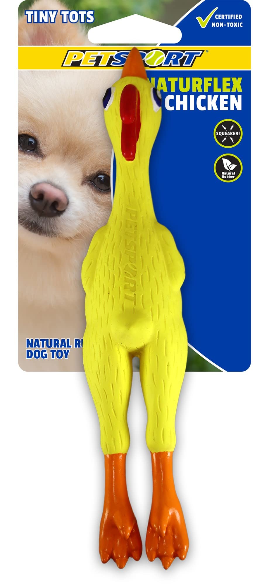 PetSport Naturflex Chicken Toy - Durable & Long-Lasting, Non-Toxic Material, Internal Squeaker, Rubber Toy for Dogs, Ideal for Interactive Play and Engagement
