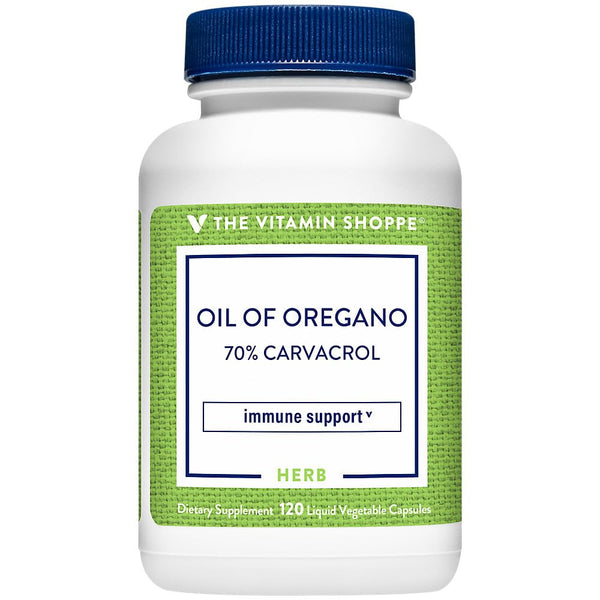 The Vitamin Shoppe Oil of Oregano 45mg - Immune System Support | 70% Carvacrol Super Strength | 120 Veggie Caps | Wild Mediterranean