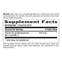 Thumbnail for Country Life® Vegan K2-500 mcg, 60 Ct. Chewable Tablets. Strawberry Flavor - Certified Gluten Free - Certified Vegan by AVA – to Support Bone Health