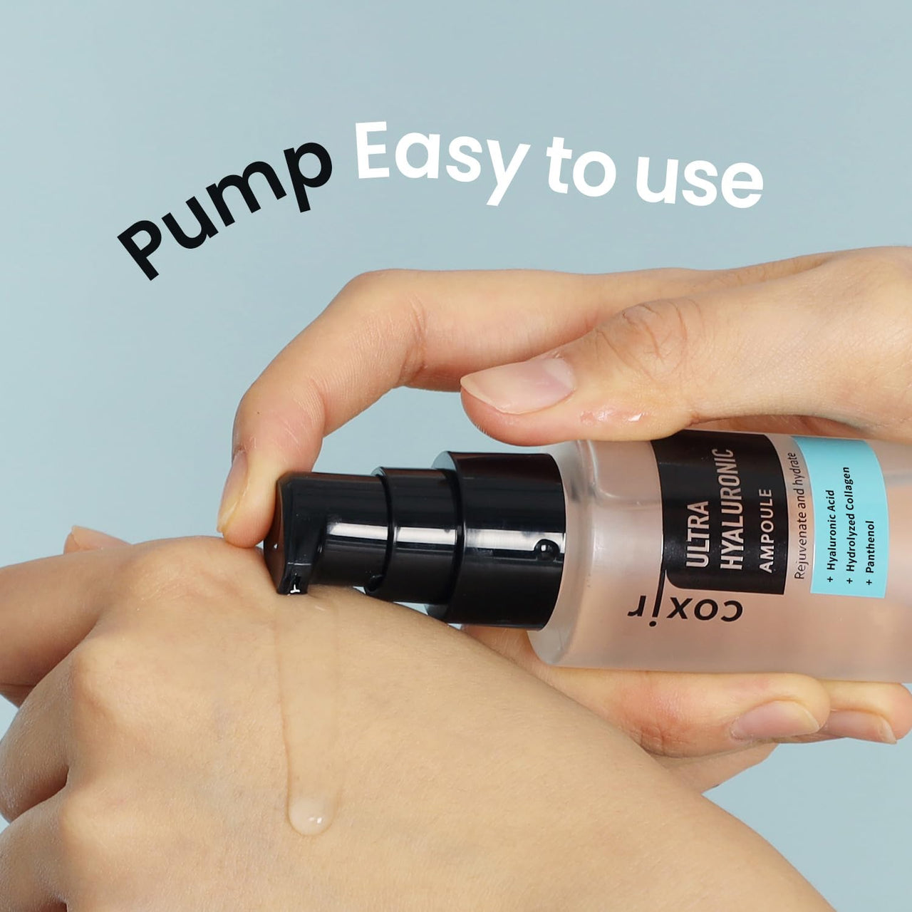 coxir ULTRA HYALURONIC ACID SERUM [50ml/1.69 fl.oz.] | 40% of Hyaluronic acid, Collagen, Cica, Vitamin B5 | Lightweight Daily serum | Hydrating, Smoothing, Calming, Moisturizing