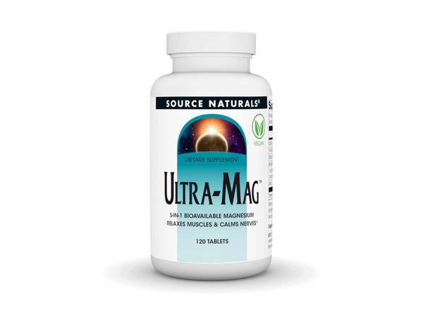 Source Naturals Ultra-Mag, 5 in 1 -Bioavailable Magnesium, Maintains Muscle & Nerve Function* - 120 Vegan Tablets