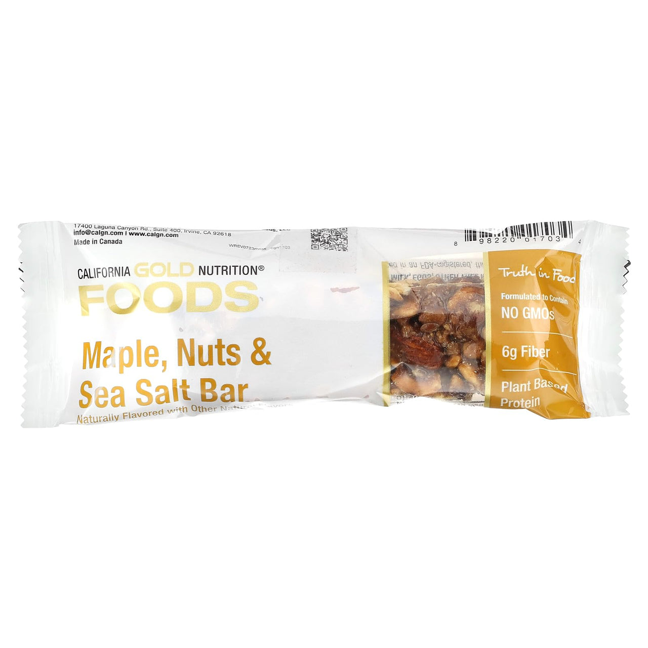 Maple, Nuts & Sea Salt Snack Bars, Simple Ingredients, 7 g Plant-Based Protein, 6 g Fiber, No Artificial Colors, Flavors, Sweeteners, Preservatives, 1.4 oz (40 g) Each, 12 Bars