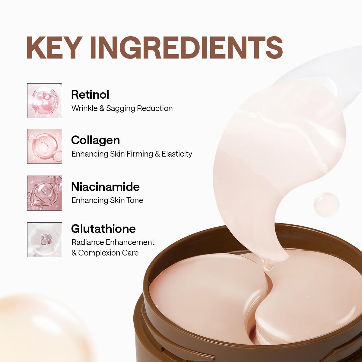 Mediheal Retinol Collagen Under Eye Patches - Korean Hydrogel Eye Pads (60 patches) with 95% Retinol & Collagen. Nourishing & Non Irritating Eye Gel Mask. Sealing Cap & Spatula Included.