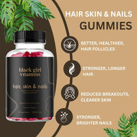 Thumbnail for Black Girl Vitamins - Hair, Skin, and Nails Gummies with Biotin (6000 mcg), Zinc, Gelatin Free, Vitamin A, and Vitamin E - Gluten-Free. Made in The USA (Passion Fruit, 60 Count) 30 Day Supply