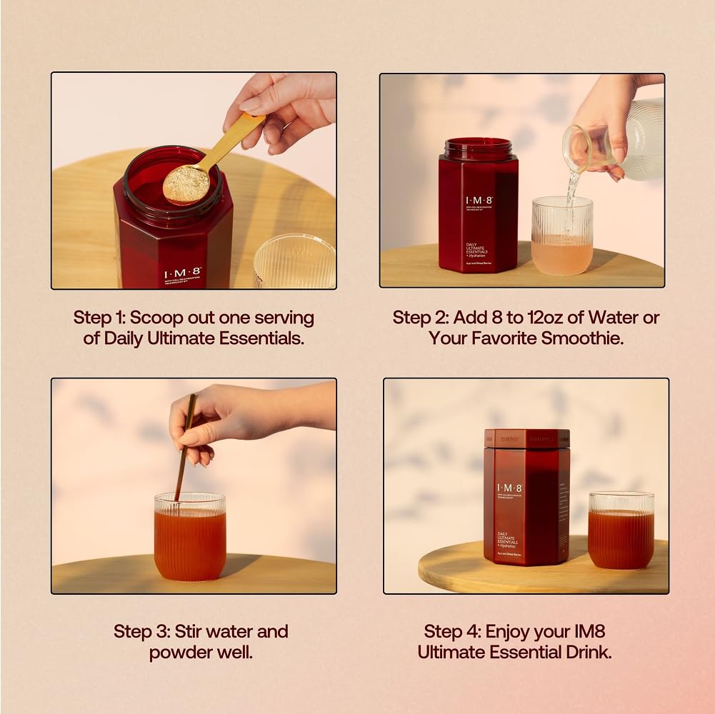 IM8 Daily Ultimate Essentials All-in-One Multivitamin Supplement (30 Servings, Starter Kit - Scoop + Tumbler Included)