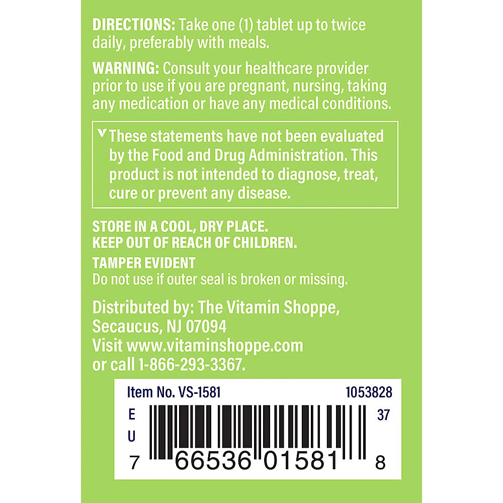 The Vitamin Shoppe Liver Support with Milk Thistle - 80% Silymarin Antioxidant | Hepatic Health & Detox | 100 Tablets | Liver Wellness