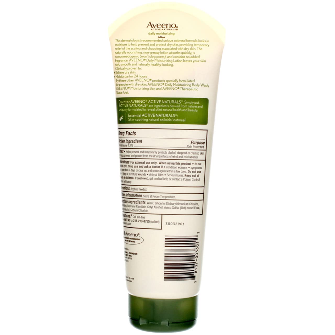 Aveeno Daily Moisturizing Body Lotion with Soothing Oat and Rich Emollients to Nourish Dry Skin, Fragrance-Free, 8 fl. oz (Pack of 2)