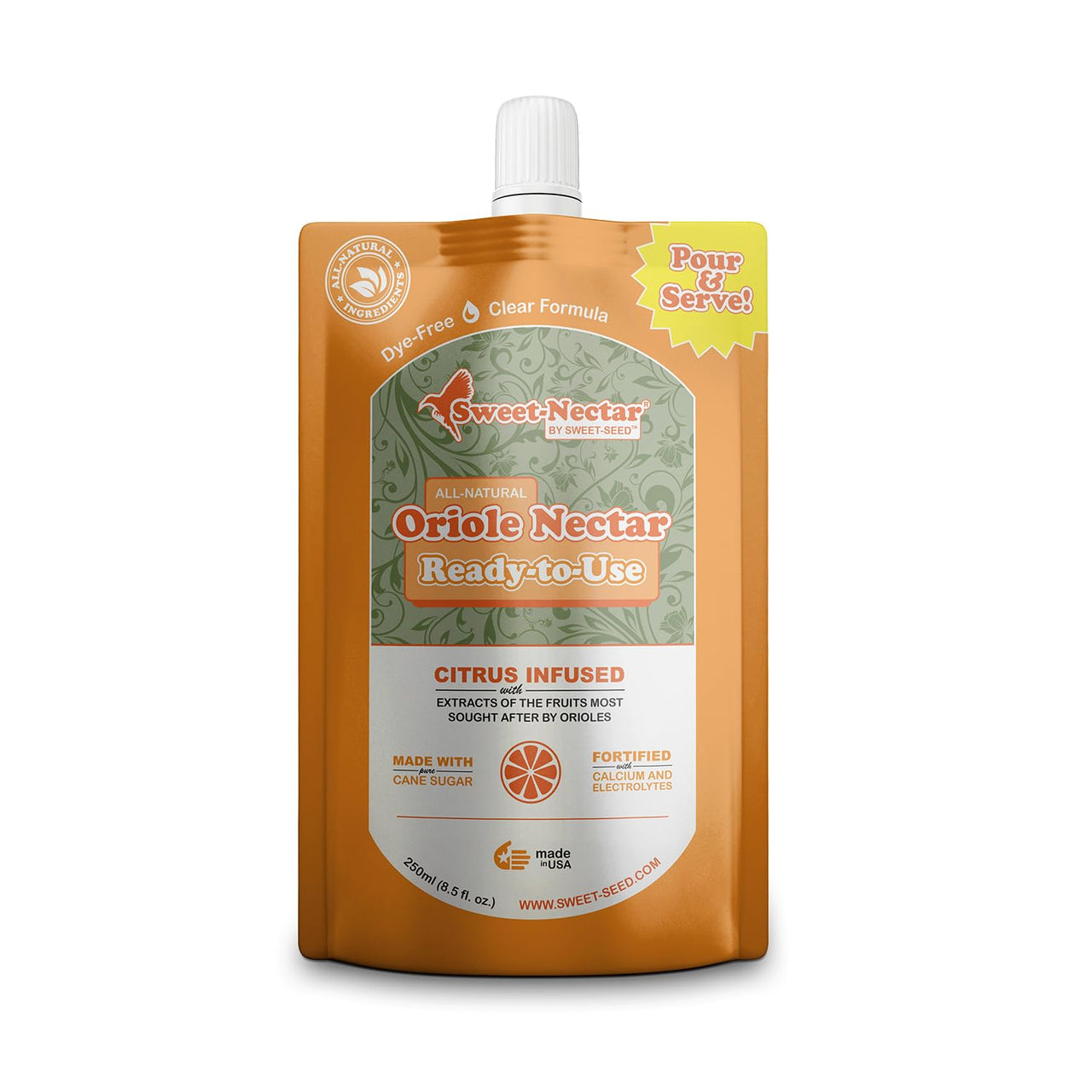 sweet-seed Oriole Nectar 250mL (8oz), Ready to Use - Extends The Life of Nectar for Oriole Feeders | Ultimate Oriole Food… (1-Pack)