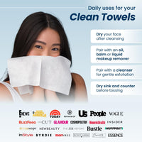 Thumbnail for Clean Skin Club Clean Towels®, 100% USDA Biobased Face Towel, Disposable Face Towelette, Eczema Association Accepted, Makeup Remover Dry Wipes, Ultra Soft, 1 Pack, 25 Ct