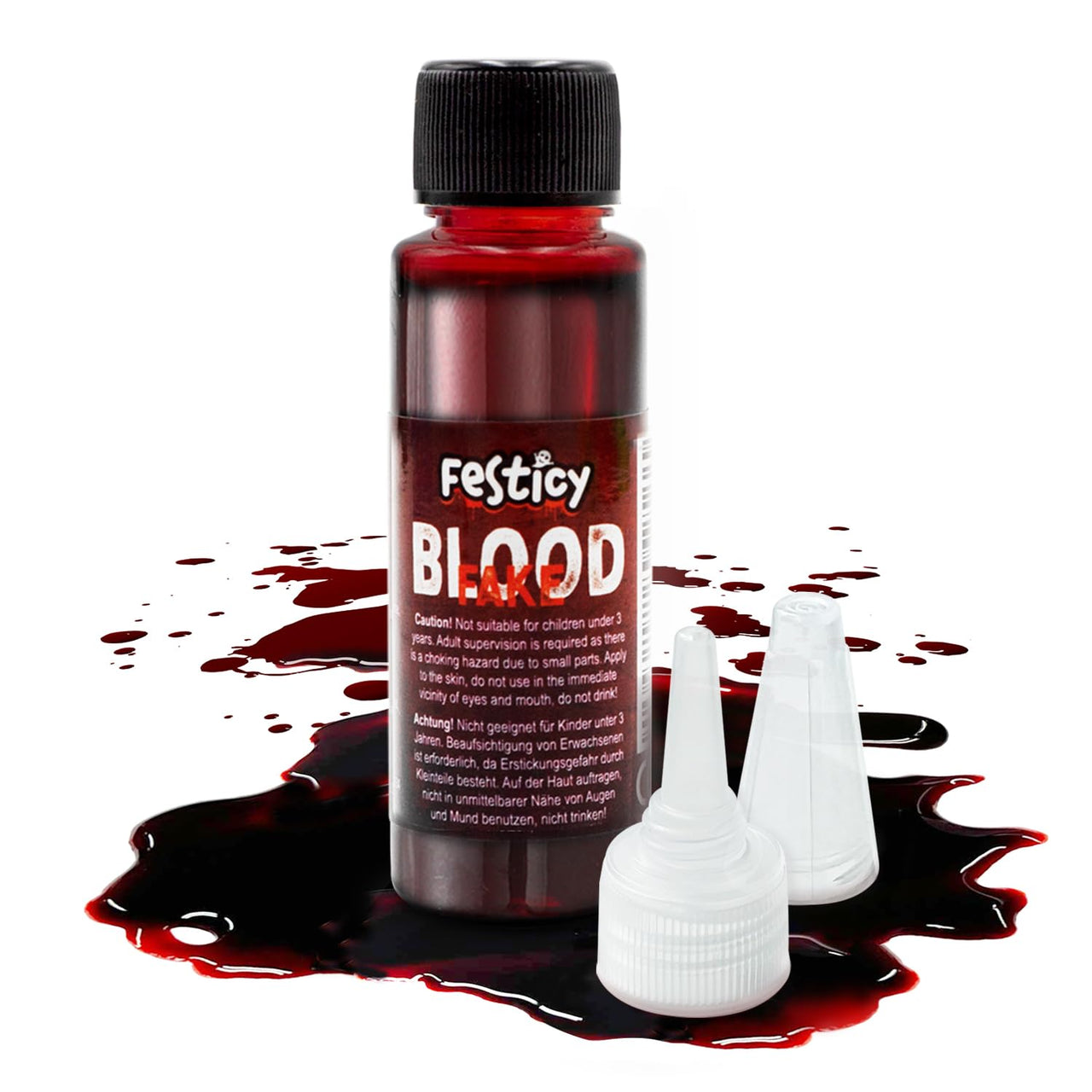 Festicy Authentic Fake Blood 0.88 fl oz I Realistic Halloween Make up I For Vampire Costumes I Washable Fake Blood for Halloween & Carnival I Ideal for Zombie & Vampire Makeup Kit