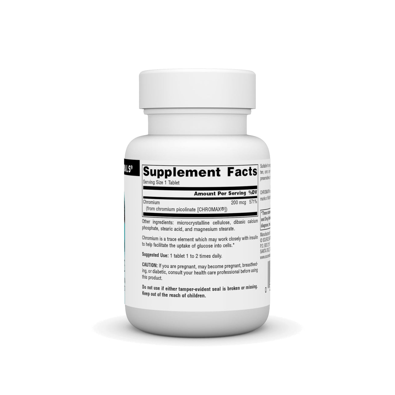 Source Naturals Chromium Picolinate, Yeast Free Chromium, 200 mcg - 60 Tablets