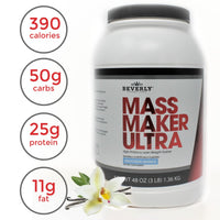 Thumbnail for Beverly International Mass Maker Ultra Vanilla, 14 Servings, 3lb. Build Lean Mass Like a Pro. Milk Protein Isolate, Whey Protein Isolate + Egg. MCT Oil. Clean Carbs, Great Taste
