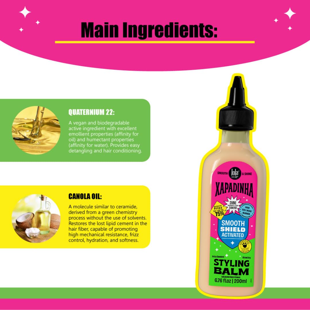 Lola From Rio - Xapadinha - Leave-In Styling Balm For Straight ot Straightnened Hair, Thermal Protection, Anti-Frizz Effect, Aligment, and Softnes 6.76 Fl Oz