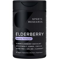 Thumbnail for Sports Research® Elderberry Immune Support with Zinc, Ginger, Vitamin C & D3 - Vegan Friendly · Non-GMO · Gluten Free - 60 Veggie Capsules