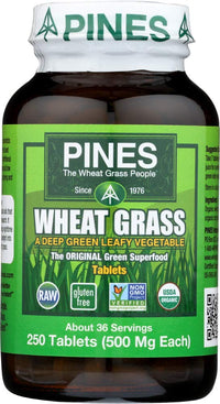 Thumbnail for Pines International Wheat Grass - Green Superfood - Non GMO - 500 Milligram - 250 Tablets