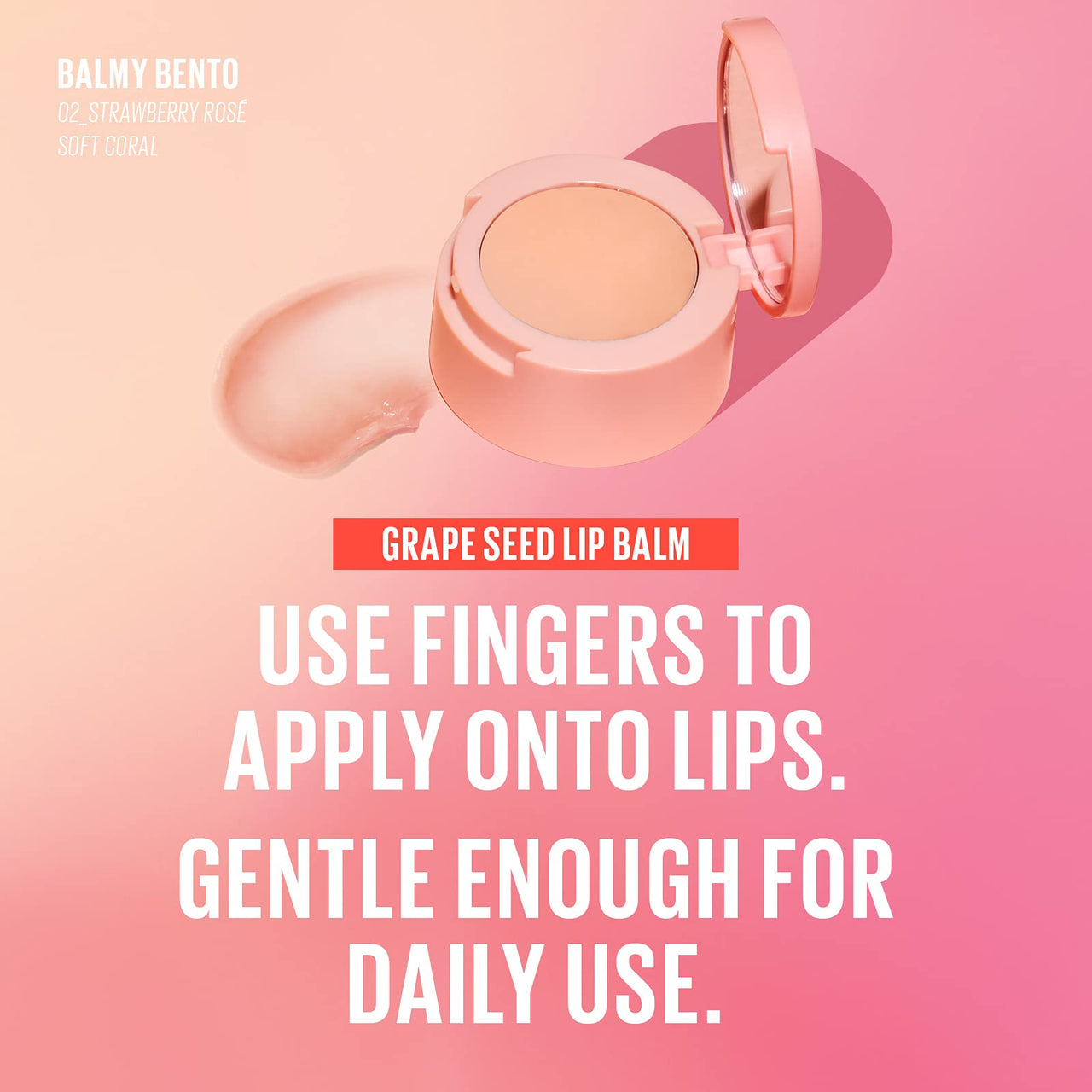 Kaja Lip Bento Balm + Scrub | with Coconut Oil, Coral Finish, Moisturize, Exfoliate, Smoothes Lips, Compact Travel Size, Strawberry Rosé, 0.4 Oz