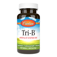 Thumbnail for Carlson - Tri-B, Vitamin B Complex, 25 mg Vitamin B-6, 400 mcg Vitamin B-12, Folic Acid Energy Pills, Promote Cardiovascular Health, B Complex Vitamins, B12 Supplement, B Vitamin Complex, 360 Tablets