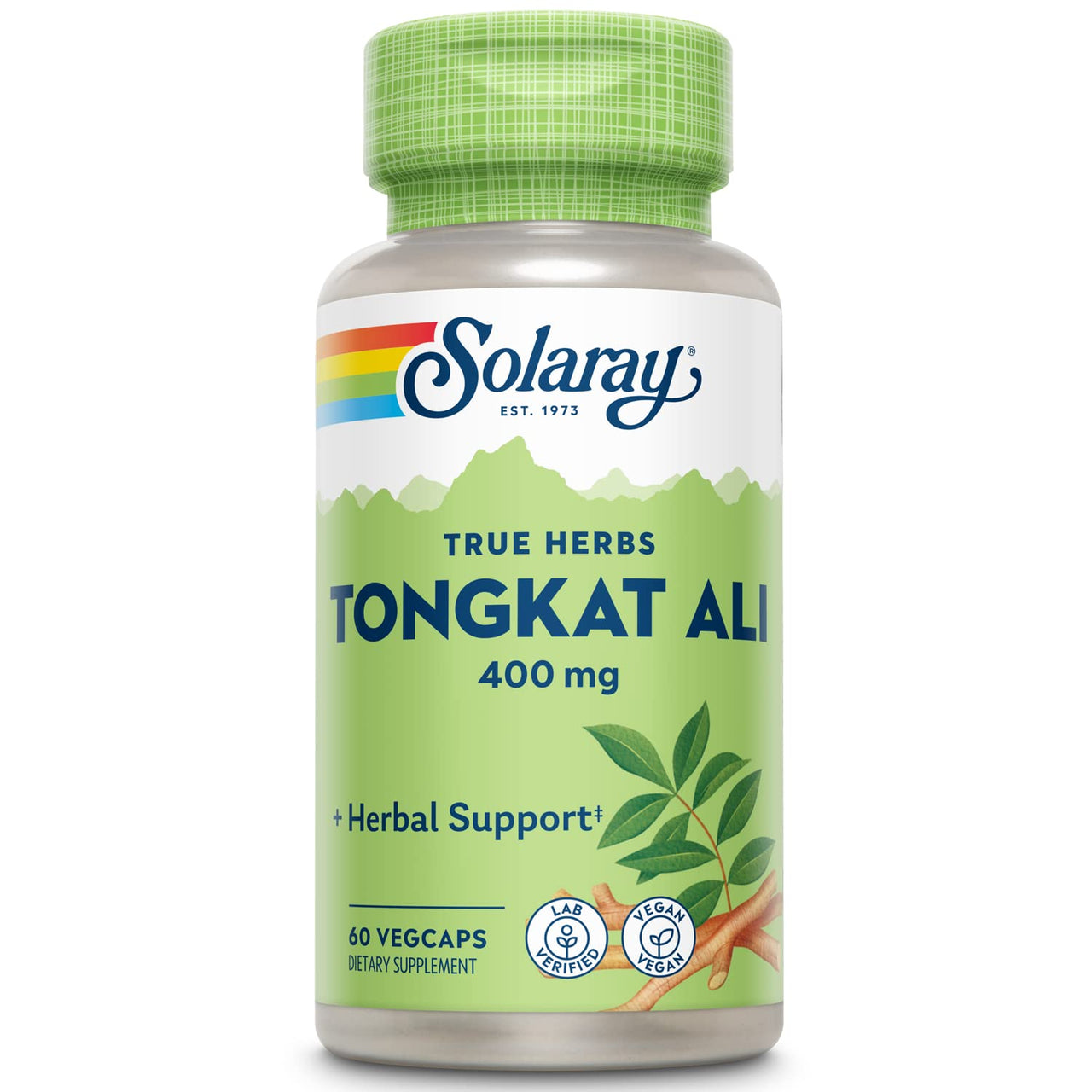 Solaray Tongkat Ali 400 mg - Longjack Tongkat Ali for Men - Herbal Support for Men's Health and Vitality - Vegan, Non-GMO, Lab Verified - 60 Servings, 60 VegCaps