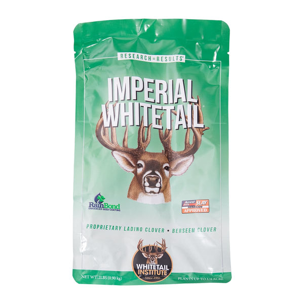Whitetail Institute Imperial Clover Deer Food Plot Seed for Spring or Fall Planting, Promotes Antler Growth and Attracts Deer, Heat, Cold and Drought Tolerant, 2 lbs (.25 Acres), White
