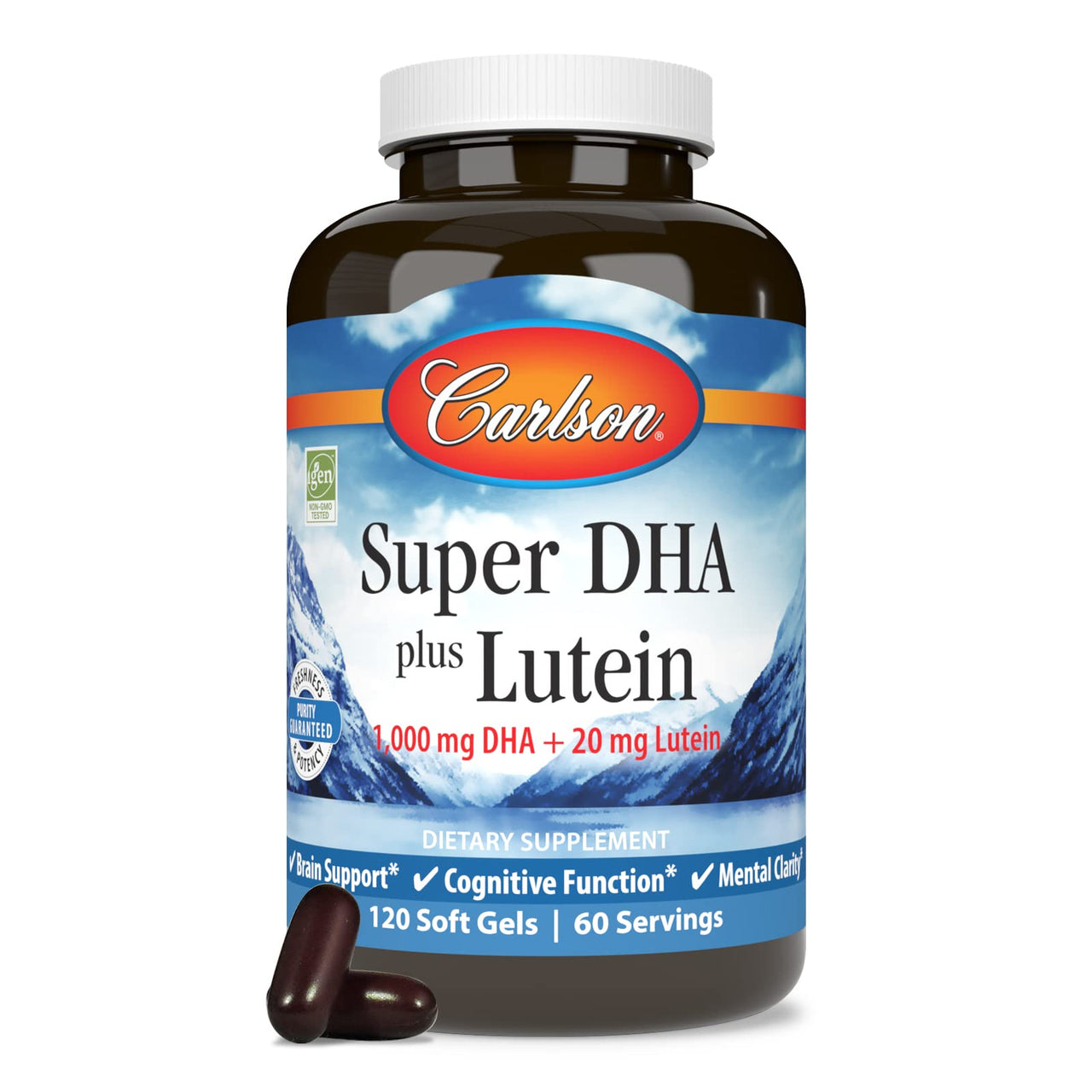 Carlson - Super DHA Plus Lutein, 1000 mg DHA + 20 mg Lutein, 120 Softgels