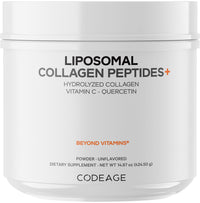 Thumbnail for Codeage Liposomal Collagen Peptides Powder + Vitamin C & Quercetin, Phospholipid Complex, Grass-Fed Pasture-Raised Hydrolyzed Collagen Type I & III Supplement All-in-One, Non-GMO, 14.97 oz