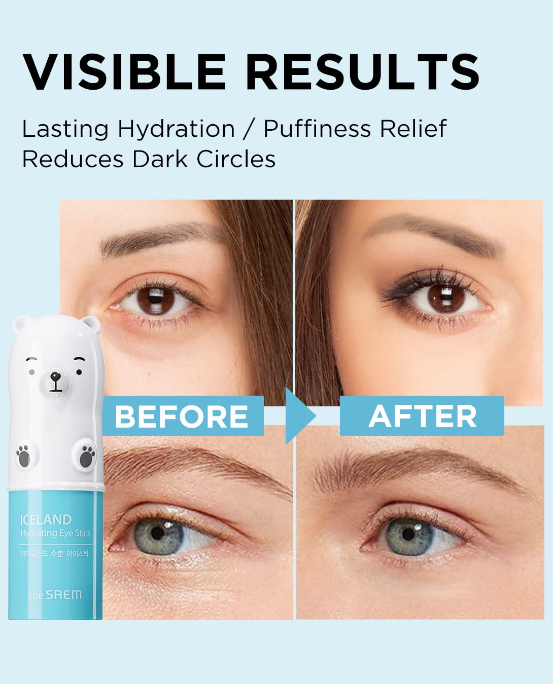 THESAEM Iceland Hydrating & Collagen Eye Stick 2 Pack - Cooling & Anti-Wrinkle Balm for Dark Circles and Puffiness – Under Eye Treatment - Reduce Wrinkles and Moisturizing - Duo Set