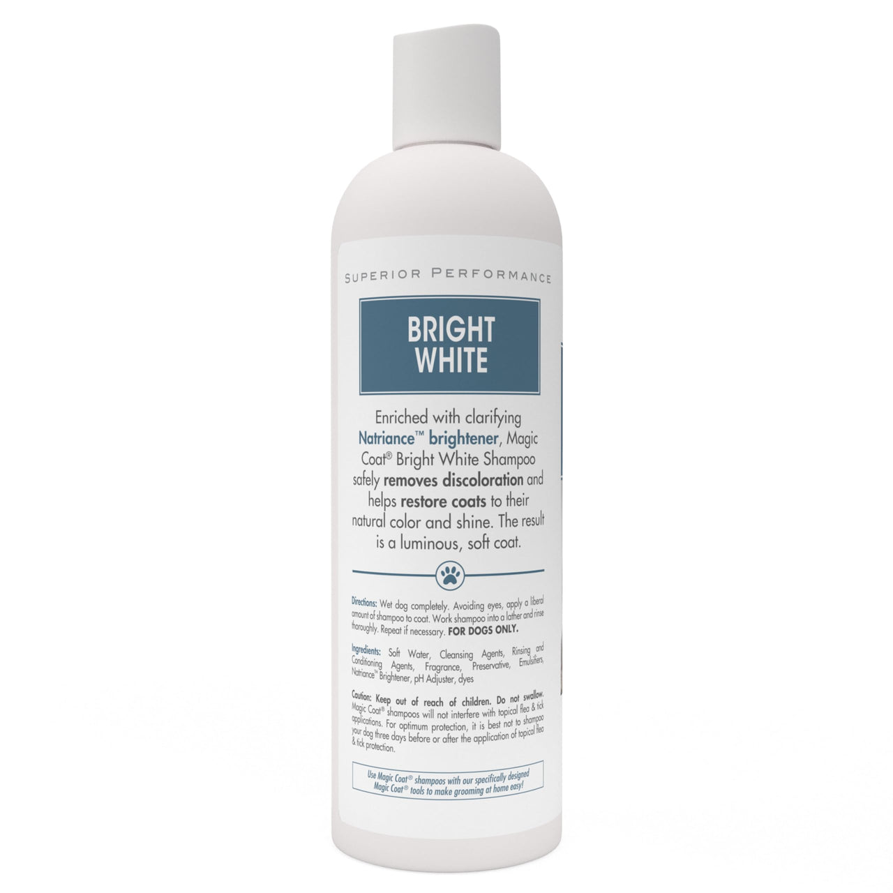 Four Paws Magic Coat Bright White Whitening Shampoo for Dogs with Natriance Brightener, Brightening Dog Wash, Removes Tear Stains, Almond Shea Butter Scent, 16 Ounce