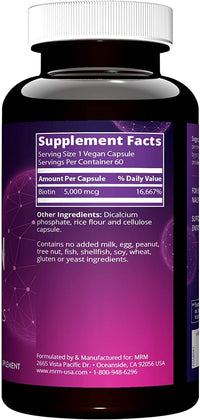Thumbnail for MRM Nutrition Biotin Capsules - For Womem & Men - 5000 mcg, Supports Hair Growth, Healthy Skin & Nails, Vegan B7 Supplement for Cellular Energy, Keratin Strength & Nutrient Metabolism - 60 Servings