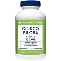 Thumbnail for The Vitamin Shoppe Ginkgo Biloba 120 MG - Memory Support, Mental Clarity & Circulation, Standardized Extract (240 Vegetable Capsules)