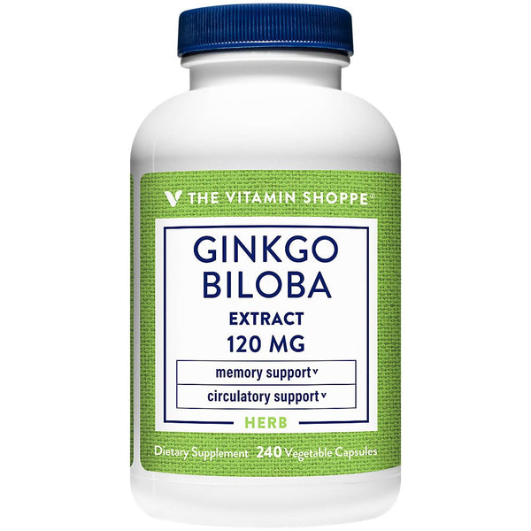 The Vitamin Shoppe Ginkgo Biloba 120 MG - Memory Support, Mental Clarity & Circulation, Standardized Extract (240 Vegetable Capsules)