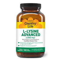 Thumbnail for Country Life L-Lysine 1500mg Capsules with Vitamin D & Elderberry – Advanced Immune Support and Collagen Renewal – Certified Gluten-Free & Vegan – 180 Capsules