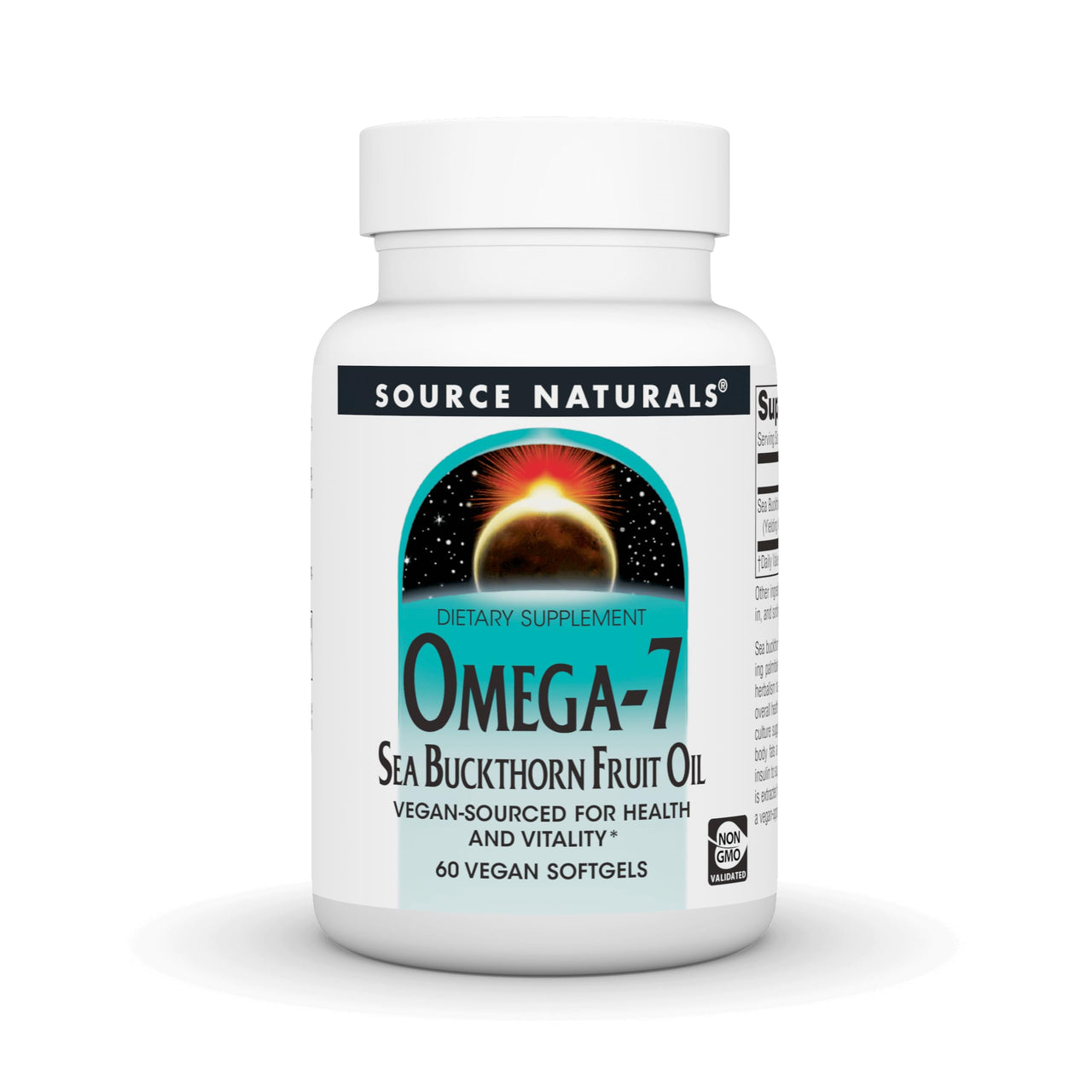 Source Naturals Omega-7 Sea Buckthorn Fruit Oil, Non-GMO, Vegan-Sourced for Health and Vitality* - 60 Vegan Softgels