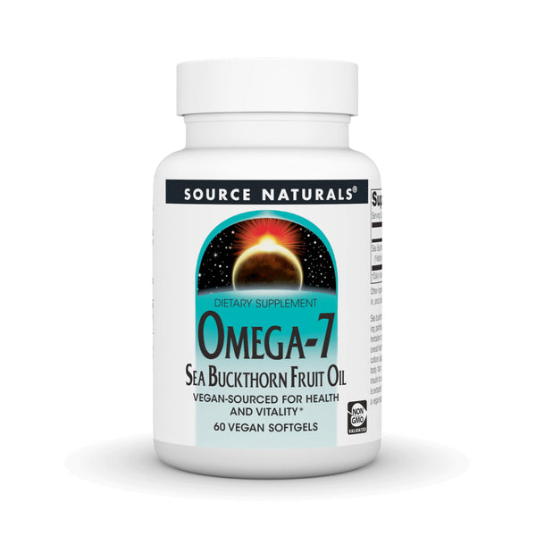 Source Naturals Omega-7 Sea Buckthorn Fruit Oil, Non-GMO, Vegan-Sourced for Health and Vitality* - 60 Vegan Softgels