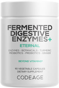 Thumbnail for Codeage Fermented Digestive Enzymes Supplement 3-Month Supply - 14 Digestive Enzymes, Probiotics, Prebiotics, Fermented Botanicals, Plant-Based Multi Pancreatic Enzymes - 1 Capsule a Day - 90 Capsules