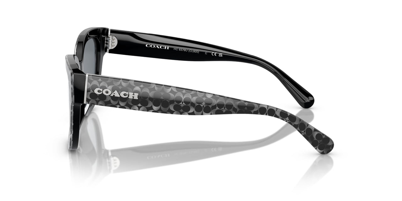 Coach HC8379U Universal Fit Sunglasses, Grey Pearl Signature C/Light Silver Mirrored, 54 mm