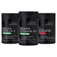 Thumbnail for Sports Research® Vegan Supplements Pack - Vegan Vitamin D3 5000iu + Vegan Omega-3 Fish Oil Alternative + CoQ10 (100mg) w/Coconut Oil & Bioperine