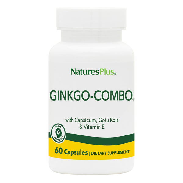 NaturesPlus Ginkgo-Combo - 60 Capsules - Cognition Support Supplement - Allergen Free, Vegetarian, Gluten Free - 60 Servings