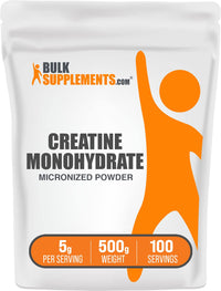 Thumbnail for BulkSupplements.com Creatine Monohydrate Powder - Micronized Creatine Powder, Unflavored - Pure & Gluten Free, 5g per Serving, 500g (1.1 lbs) (Pack of 1)