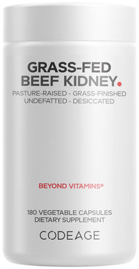 Thumbnail for Codeage Grass Fed Beef Kidney Supplement - Freeze Dried, Non-Defatted, Desiccated Glandulars Nutrition Bovine Pills – Pasture Raised Beef Vitamins - Non-GMO -180 Capsules